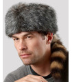Faux Fur Coonskin Cap with Real Raccoon Tail for Men