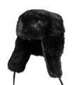 Kids Rabbit Full Fur Trapper Hat in Black