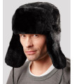 Black Mouton Sheepskin Full Fur Trapper Hat for Men