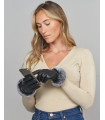 Bianca Touch Tech Leather Glove with Rex Rabbit Fur Cuff