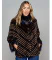 Heiress Tricolor Layered Fox, Mink, and Rex Rabbit Fur Poncho