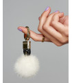 Mink Fur Key Ring Pom Pom in White