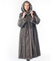 Josie Blue-Iris Let Out Mink Fur Coat with Hood