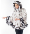 Paige Mink Fur Cape with Hood and Fox Trim