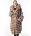 Serena Pastel Mink Fur Coat with Marten Trim