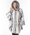 Mallory Two Toned  Mink Fur Poncho with Hood