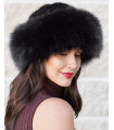 Raylene Black Fox Fur Roller Hat with Mink Top