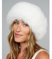 Raylene White Fox Fur Roller Hat with Mink Top
