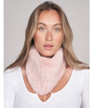 Leah Knit Rex Rabbit fur Bandana Scarf in Pink