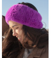Briella Knit Mink Fur Headband in Purple