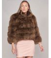 Billie Fox Fur Jacket in Frosted Chocolate