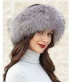 Raylene Silver Fox Fur Roller Hat with Mink Top