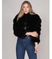 Stephanie Cropped Fox Fur Jacket in Black