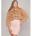 Stephanie Cropped Fox Fur Jacket in Amber