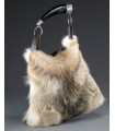 Dominique Coyote Fur Purse with Horn Handle