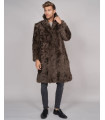 Baron Curly Shearling Overcoat in Brown