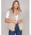 Sophie Knit Raccoon Fur Vest in Light Fawn