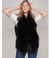 Lauren Fox Fur Long Vest in Black