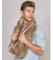 Holden Rabbit Fur Infinity Scarf in Natural Brown