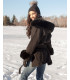 Ashley Mid-Length Wrap Coat with Faux Fur Trim