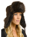 Womens Beaver Fur & Suede Military Officer Hat