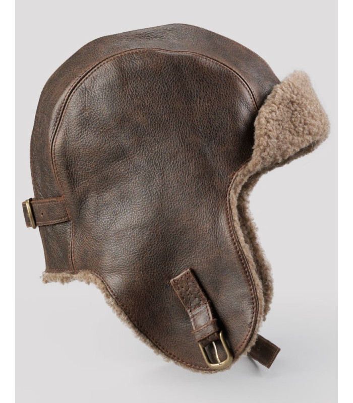 Vintage Distressed Leather Pilot Hat for Men: FurHatWorld.com