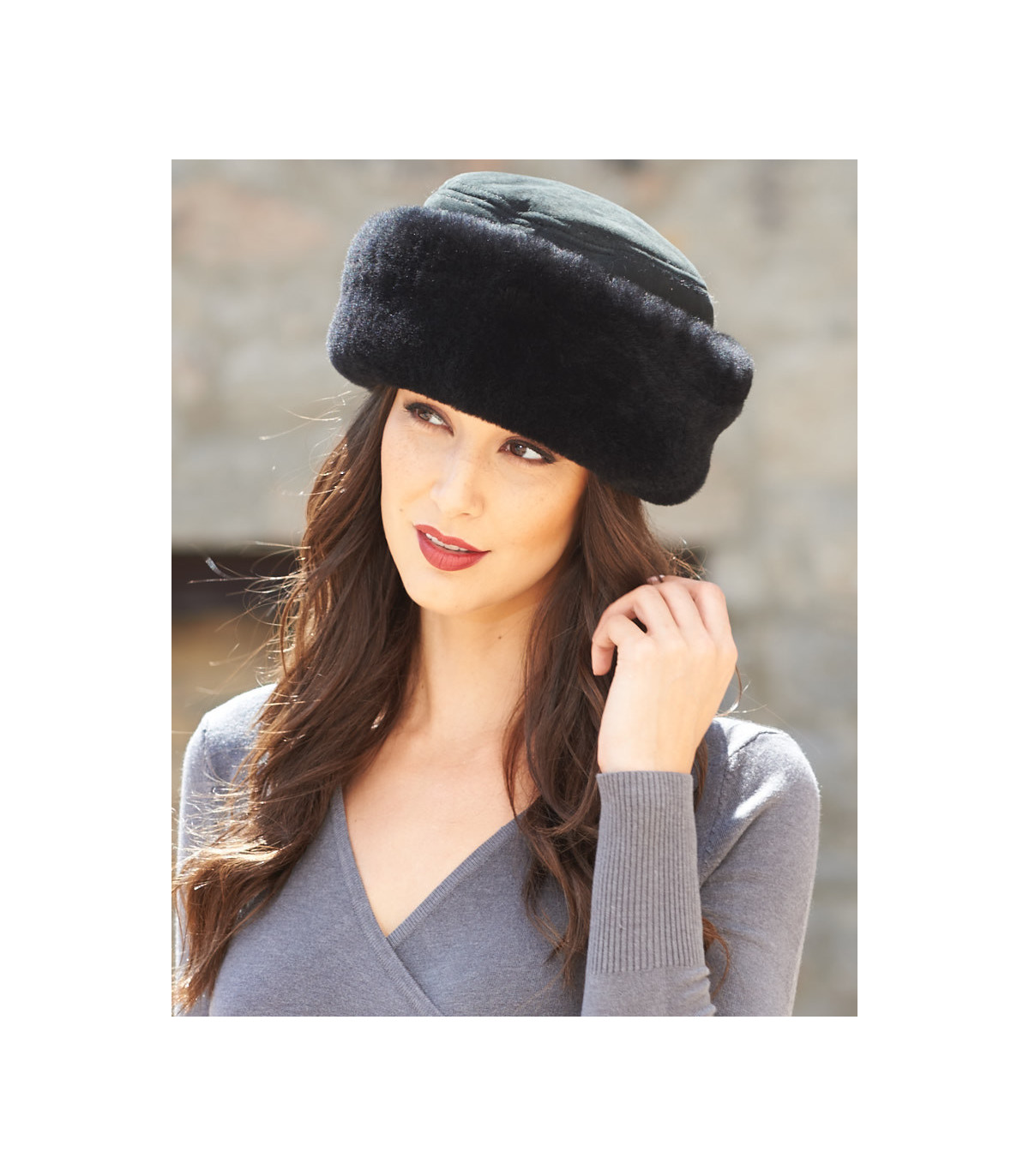 The Kelowna Shearling Sheepskin Hat in Black