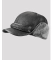 Black Shearling Sheepskin Fudd Hat for Men