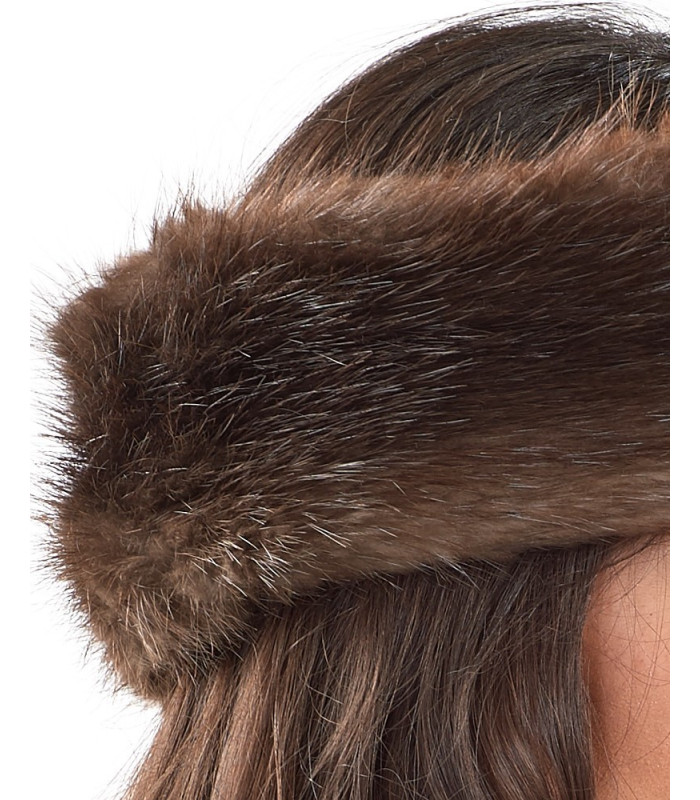 Natural Brown Beaver Headband Fur