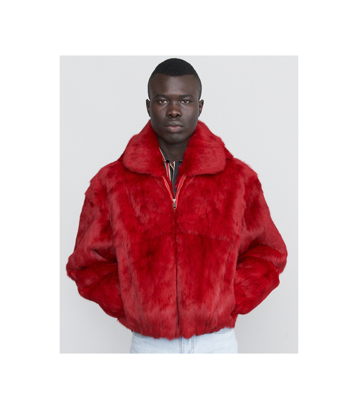 Men Beige Puffer Fur Jacket -- Madmext-thanhphatduhoc.com.vn