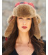 Búfalo rojo mujer Compruebe sombrero del trampero de la piel de