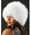 Eclipse Knit Fox Fur Hat in White