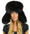 Negro sombrero ruso de piel completo de Fox