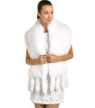 The Maia White Knit Fox Fur Scarf Shawl