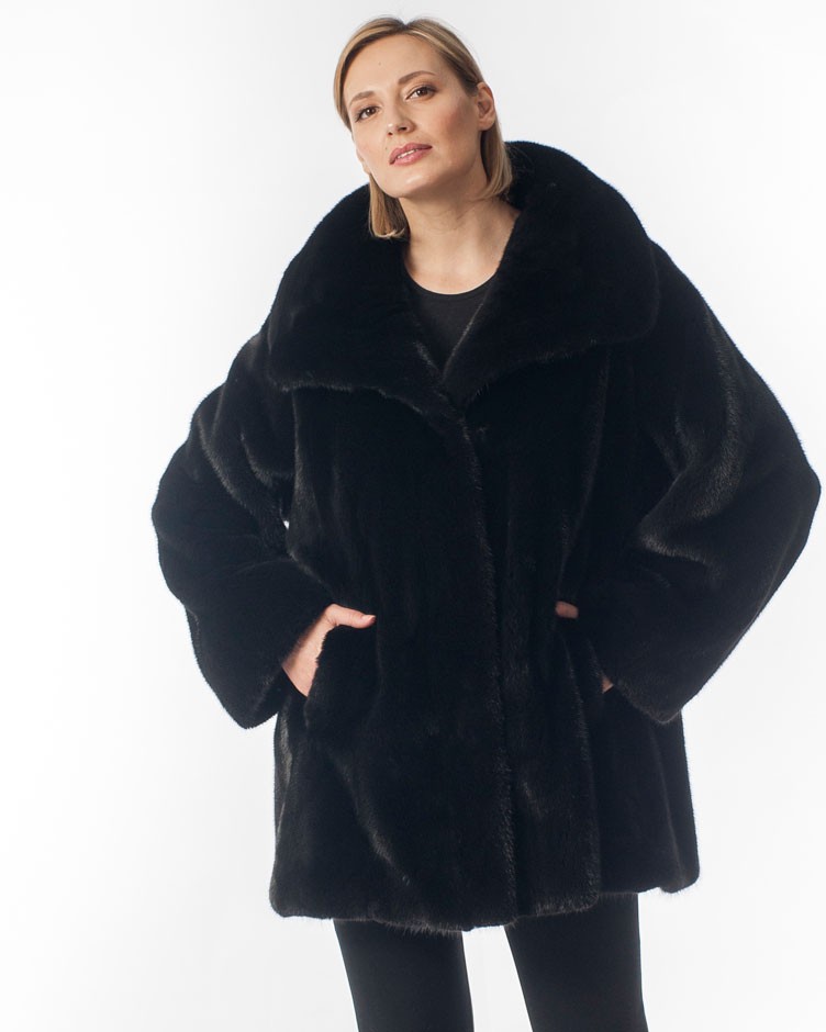 Amira Black Let-Out Mink Fur Jacket