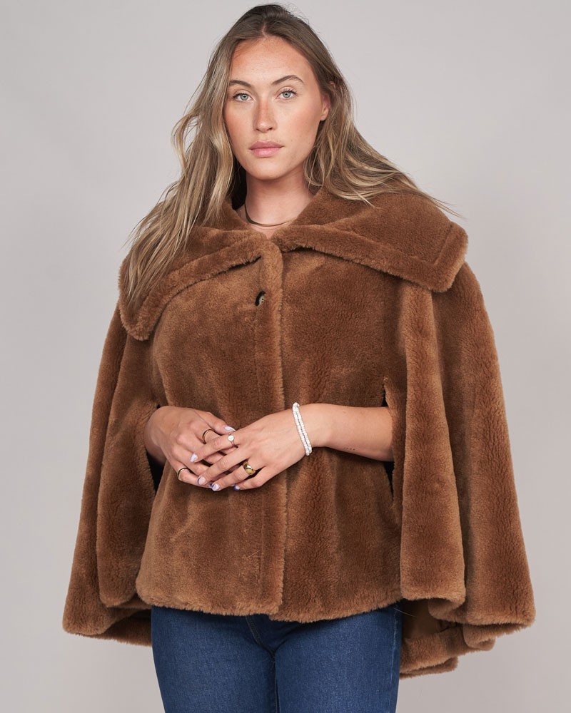 Amy Sheep's Wool Cape in Toffee