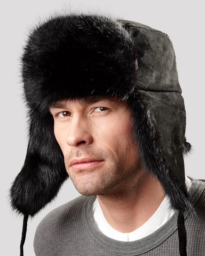 The Black Muskrat Russian Trooper Hat For Men Furhatworld Com