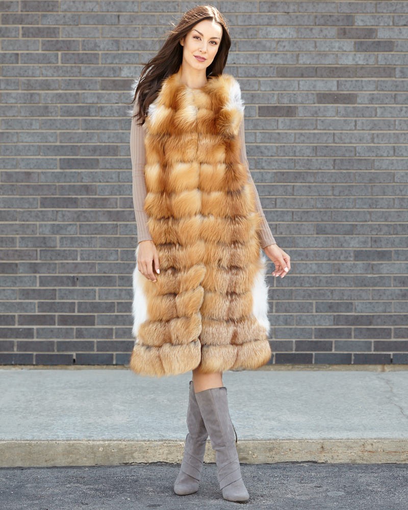 Constance Tiered Red Fox Duster Vest