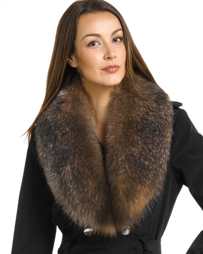 Emma Large Detachable Crystal Fox Fur Collar