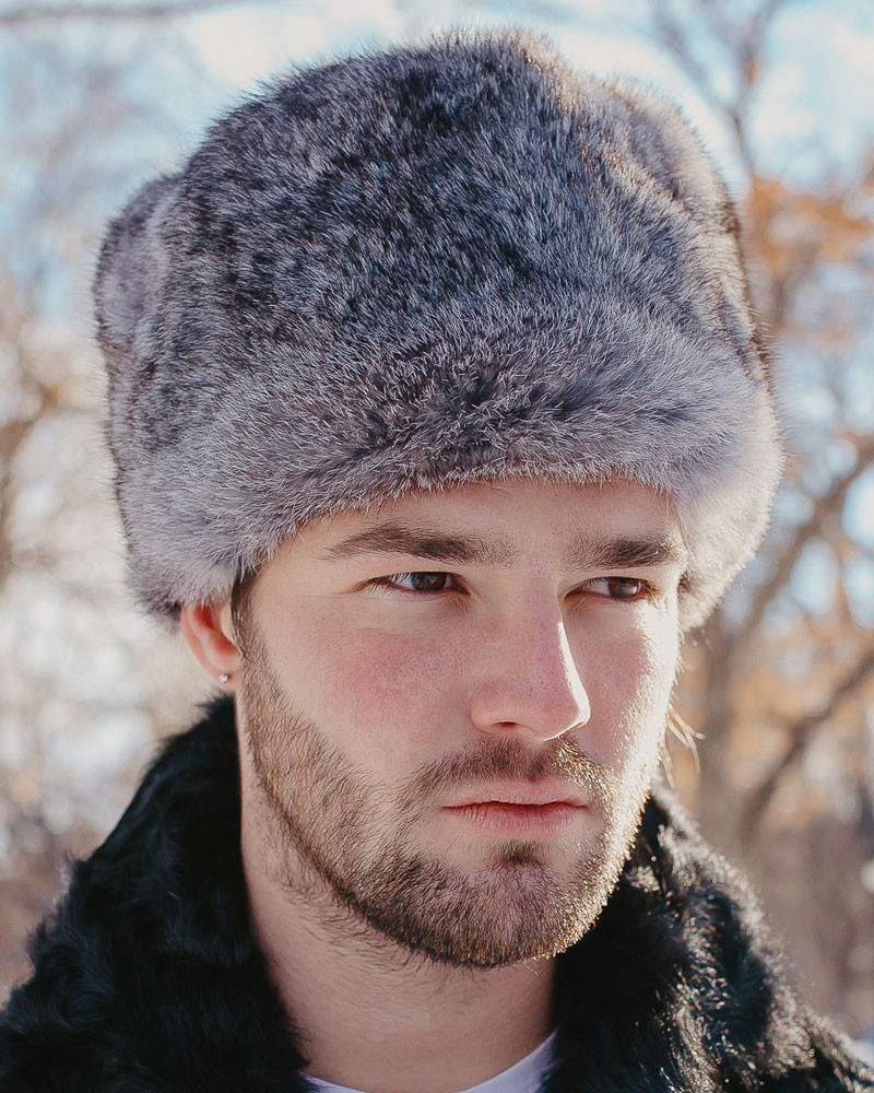 Darian Rabbit Fur Cossack Hat in Grey