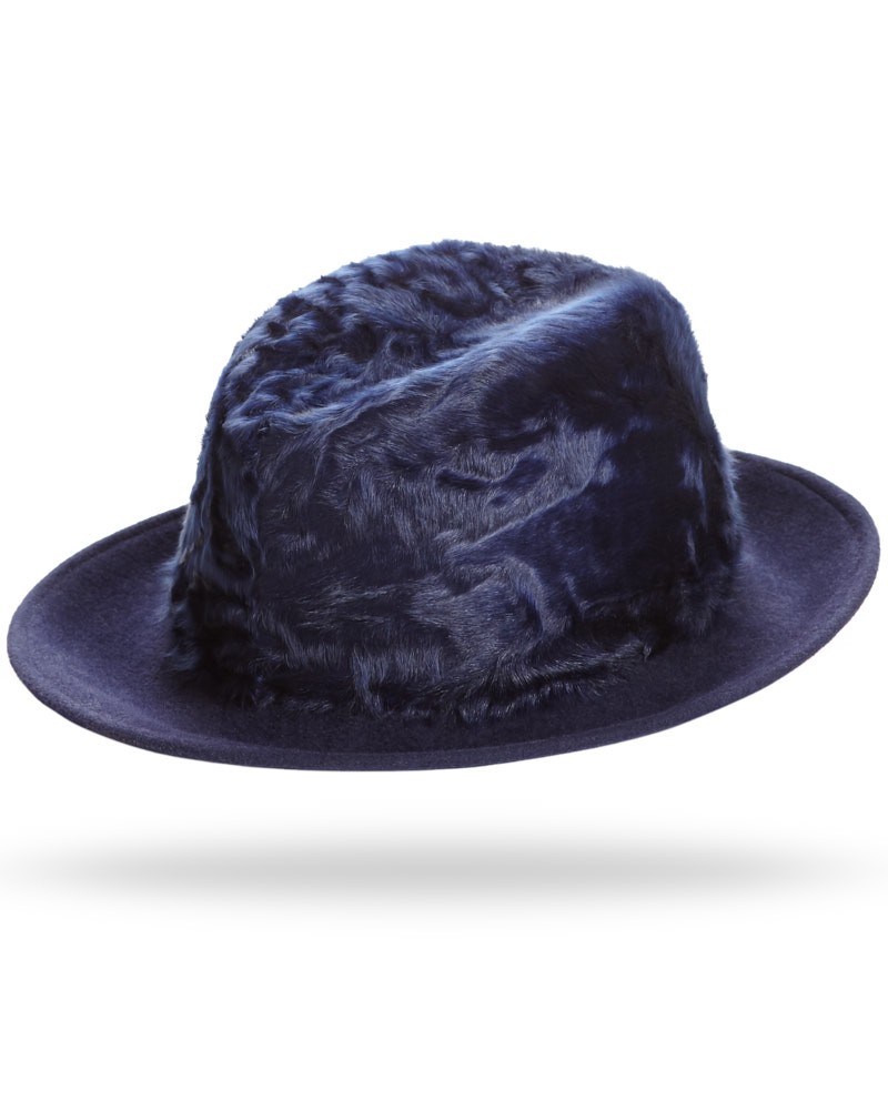 Sombrero de Fieltro azul marino Drake, de piel de cordero