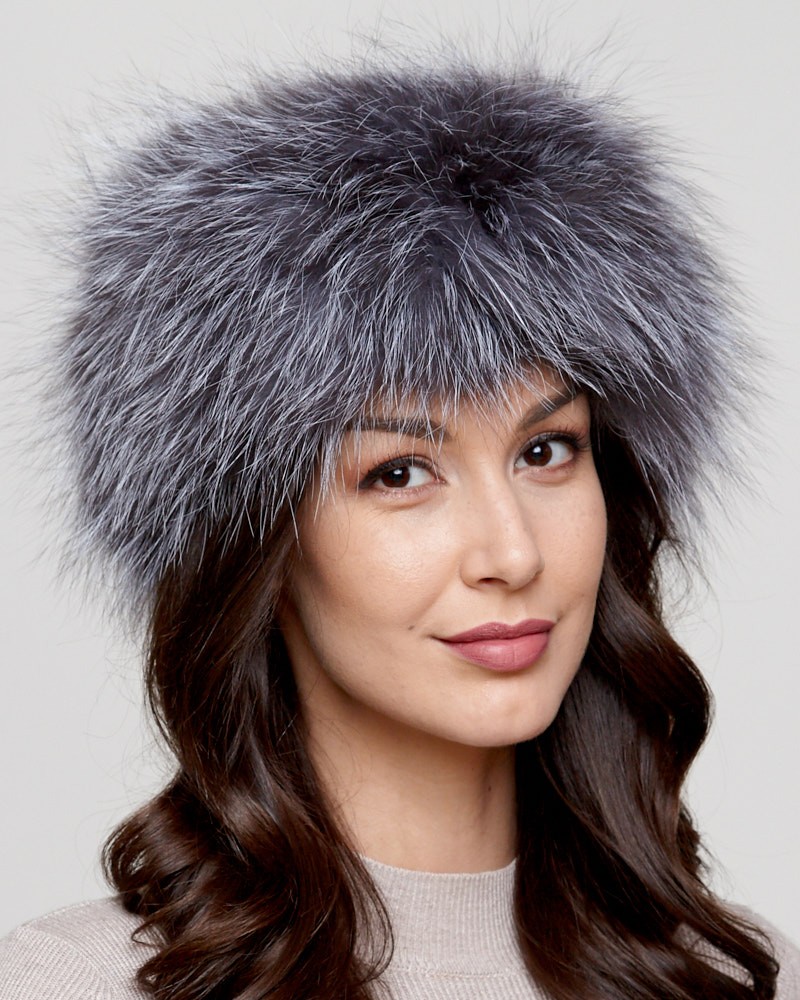 Eliana Silver Knit Fox Fur Head Band