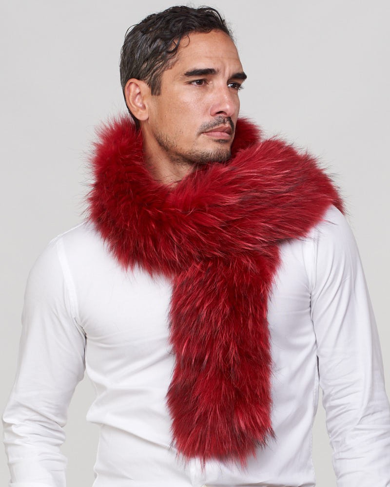 Austin Knit Fuchspelz Schal für Männer in Scarlet