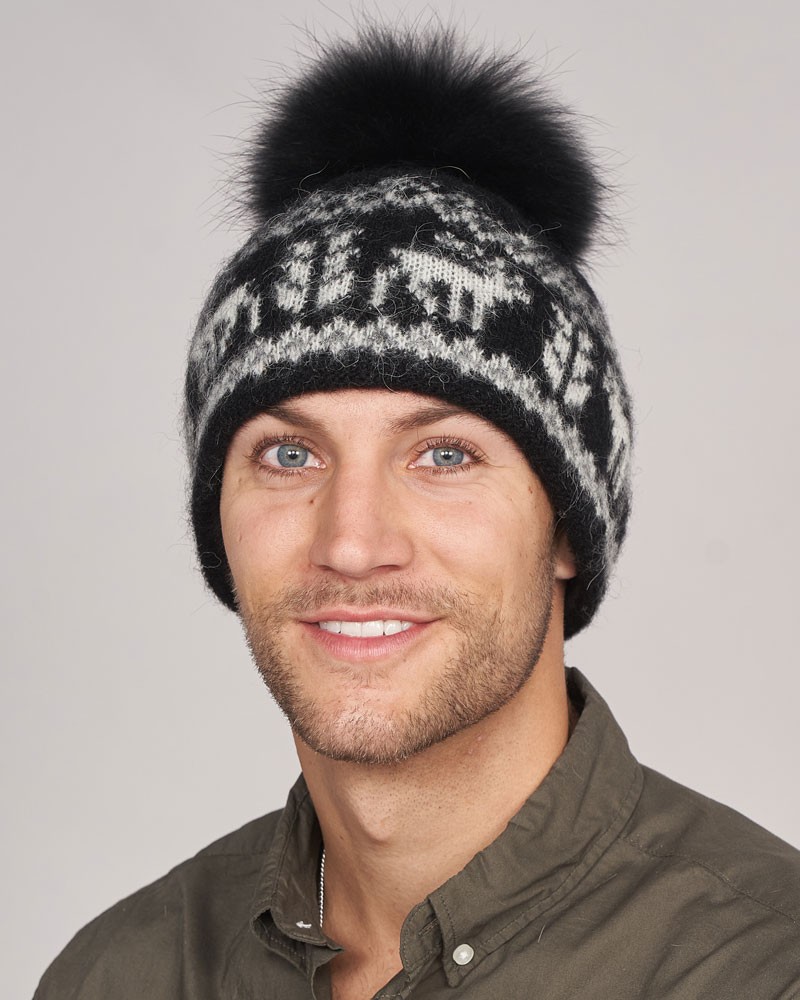 100% Wool Fur Puff Hat 