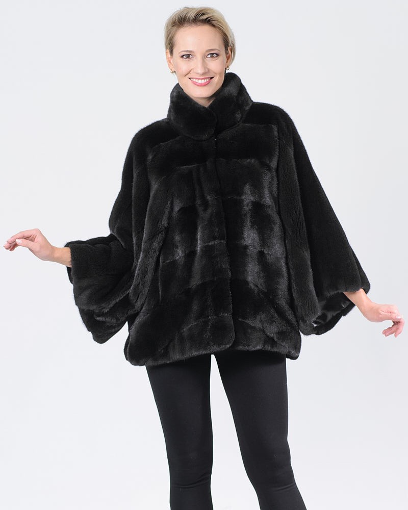 Lainey Black Mink Coat with Bell Bottom Sleeves