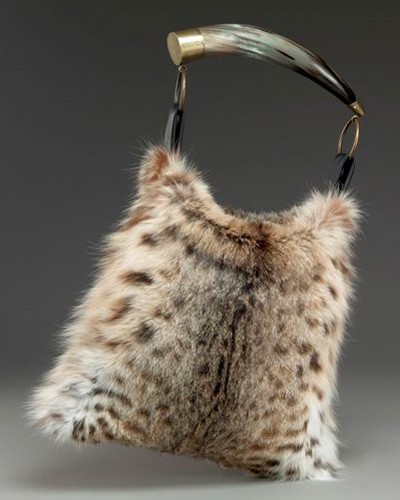 Dominique Lynx Fur Purse with Horn Handle