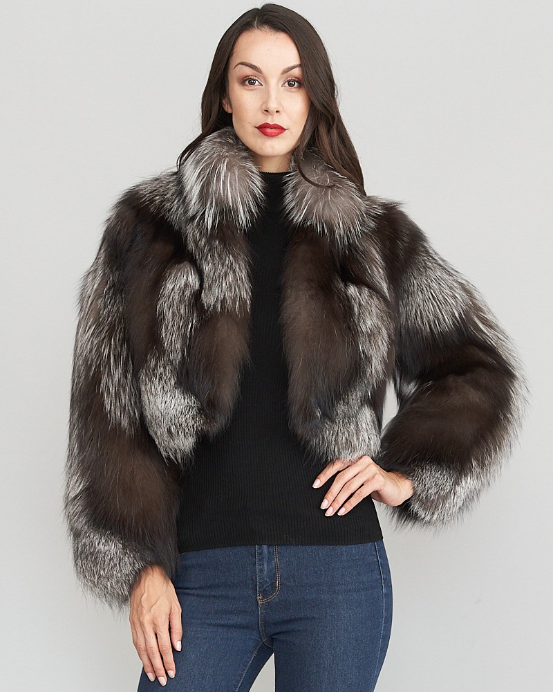 Maliyah Silver Fox Fur Bolero Jacket