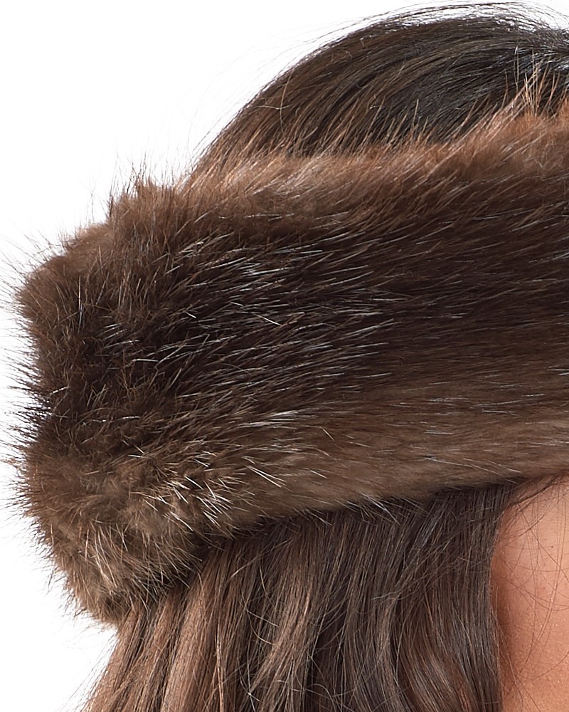 Details about   New Chocolate Brown Beaver Fur Headband Efurs4less 