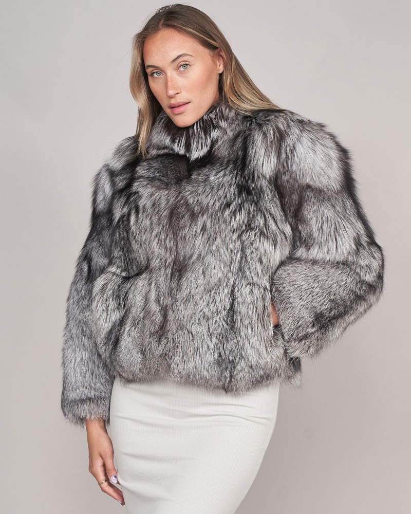 Rayan Silver Fox Fur Jacket: Furhatworld.com