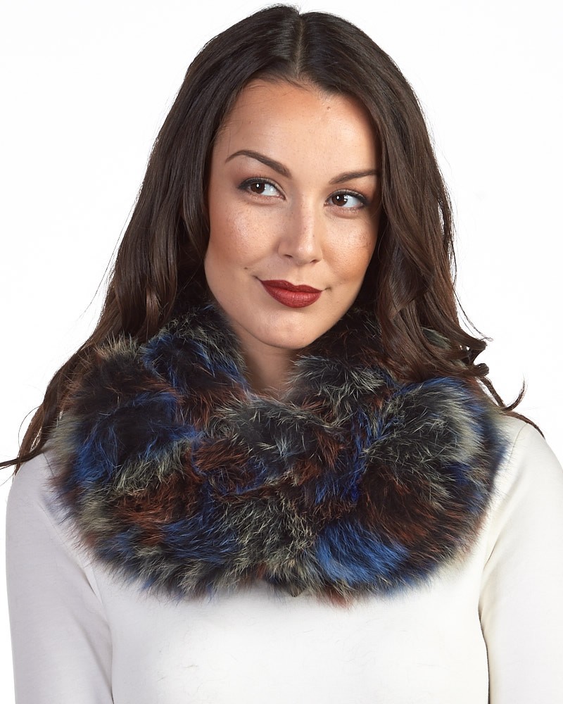 Brown and Burgundy Multi-Colored Infinity Furry Scarf